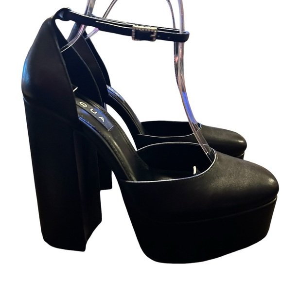 Aqua Lisa Black Leather Platform Shoes Size 8.5 - Picture 1 of 10